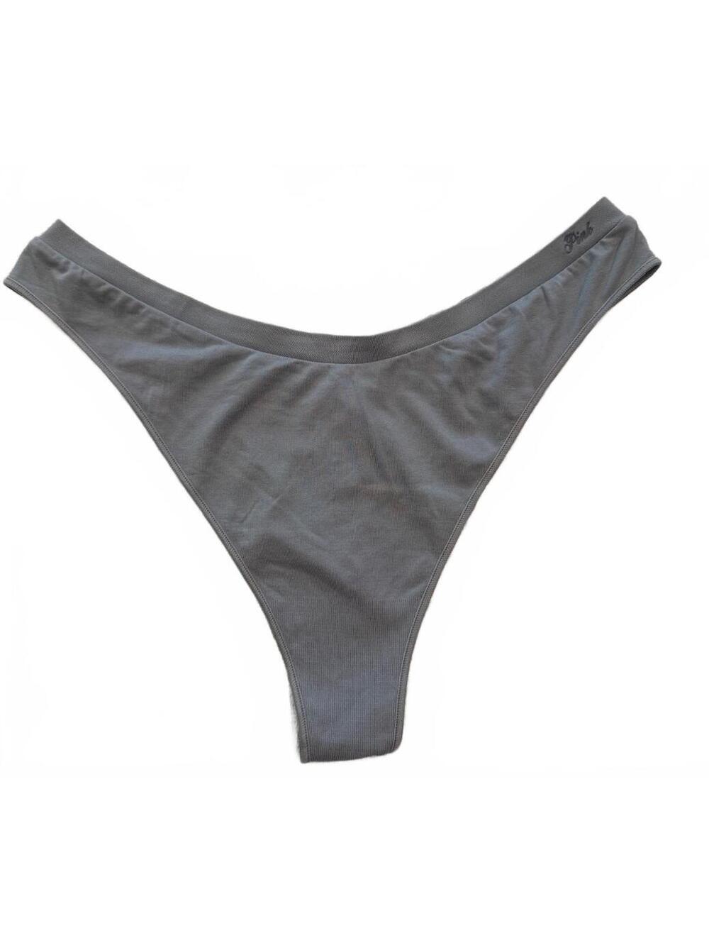 Victoria's Secret PINK Gray No Show Thong Panty M NWT